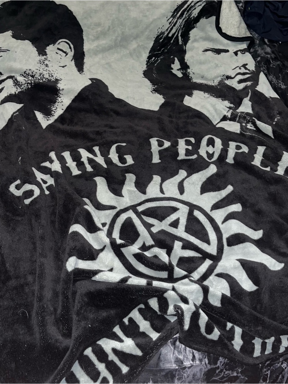 Black & gray Supernatural Graphic Blanket Throw from hot topic